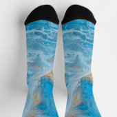 青と金ゴールドの大理石パタ熱狂するーン ソックス (上部)