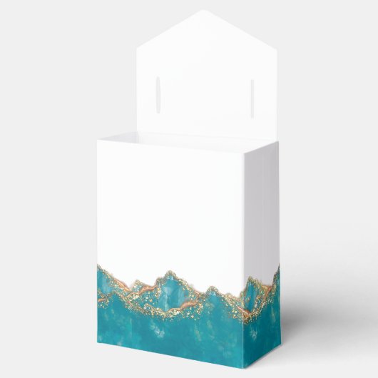 青と金ゴールドの大理石結婚式の引き出物箱 フェイバーボックス (オープン)