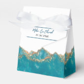 青と金ゴールドの大理石結婚式の引き出物箱 フェイバーボックス (正面サイド)
