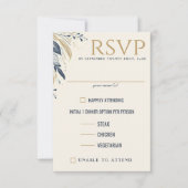 青と金ゴールドの天の食の選択肢 出欠カード (正面)