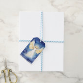 青と金ゴールドの天使、星、天の天使。 ギフトタグ (より糸付き)