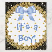 青と金ゴールドの子ども» Wineボトルラベル ワインラベル (シングルラベル)