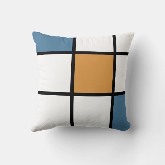 青と金ゴールドの幾何学的な正方形装飾用クッション クッション (裏面)