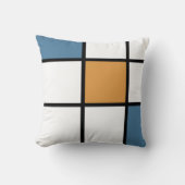 青と金ゴールドの幾何学的な正方形装飾用クッション クッション (正面)