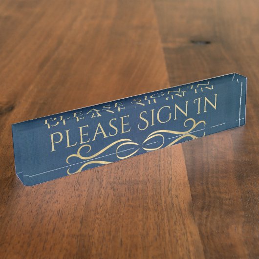 青と金ゴールドの情報机用ネームプレート デスクネームプレート (側面)