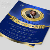 青と金ゴールドの感謝の認識 チラシ