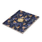 青と金ゴールドの抽象芸術の離れペイズリー タイル (側面)