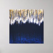 青と金ゴールドの抽象芸術デジ絵画タル キャンバスプリント (正面)