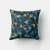 青と金ゴールドの抽象芸術モザイク クッション (裏面)