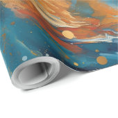 青と金ゴールドの抽象芸術宇宙渦 ラッピングペーパー (ロールコーナー)
