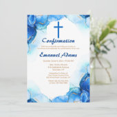 青と金ゴールドの抽象芸術宗教 招待状 (スタンド正面)