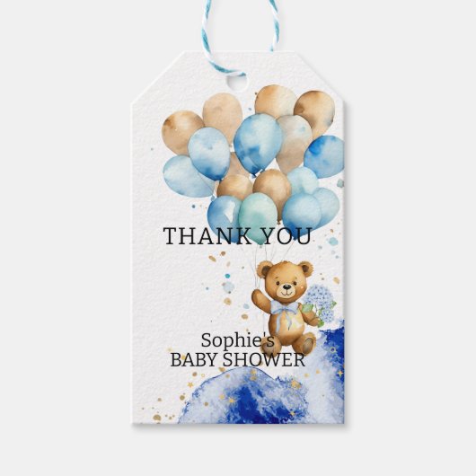 青と金ゴールドの抽象芸術王室のを心から待つ ギフトタグ (正面)