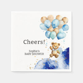 青と金ゴールドの抽象芸術王室のを心から待つ スタンダードカクテルナプキン