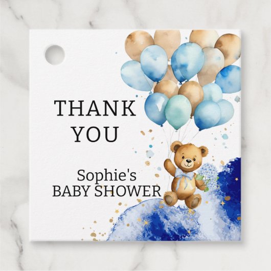 青と金ゴールドの抽象芸術王室のを心から待つ フェイバータグ (正面)