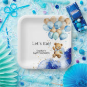 青と金ゴールドの抽象芸術王室のを心から待つ ペーパープレート (パーティー)