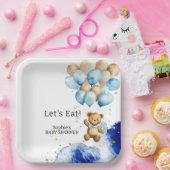 青と金ゴールドの抽象芸術王室のを心から待つ ペーパープレート (パーティー)