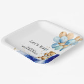 青と金ゴールドの抽象芸術王室のを心から待つ ペーパープレート (傾斜あり)