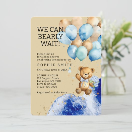 青と金ゴールドの抽象芸術王室のを心から待つ 招待状 (スタンド正面)