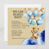 青と金ゴールドの抽象芸術王室のを心から待つ 招待状 (正面/裏面)