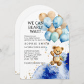 青と金ゴールドの抽象芸術王室のを心から待つ 招待状 (正面/裏面)