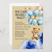 青と金ゴールドの抽象芸術王室のを心から待つ 招待状 (正面/裏面)