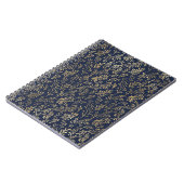 青と金ゴールドの抽象芸術葉アールデコパターン ノートブック (左側)