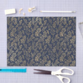 青と金ゴールドの抽象芸術葉アールデコパターン 薄葉紙 (クラフト)