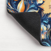 青と金ゴールドの抽象芸術離れペイズリー(2) マウスパッド (コーナー)