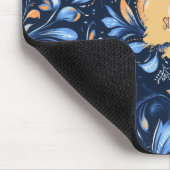 青と金ゴールドの抽象芸術離れペイズリー(3) マウスパッド (コーナー)