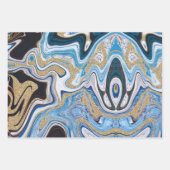 青と金ゴールドの抽象芸術 ラッピングペーパーシート (正面2)