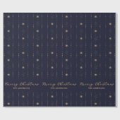 青と金ゴールドの星メリークリスマス ラッピングペーパー (フラット)