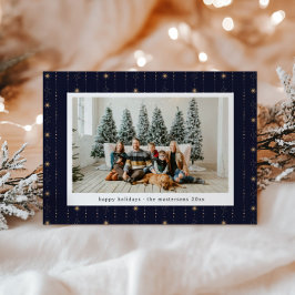 青と金ゴールドの星壁紙フォトホリデーカード シーズンカード