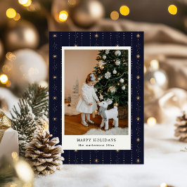 青と金ゴールドの星壁紙フォトホリデーカード シーズンカード