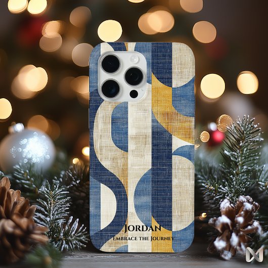 青と金ゴールドの曲線 – ジオメト芸術的リエレガンス Case-Mate iPhoneケース