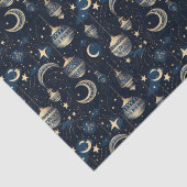 青と金ゴールドの月と提灯 薄葉紙 (詳細)