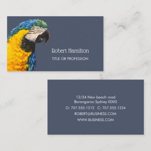 青と金ゴールドの水の色絵を描の 名刺 (正面/裏面)