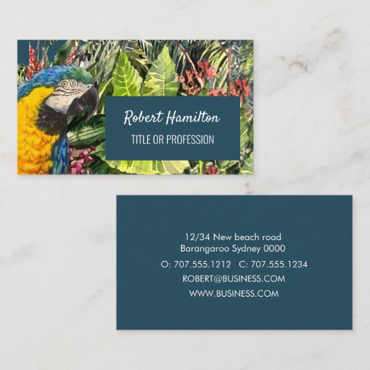 青と金ゴールドの水の色絵を描の 名刺 (正面/裏面)