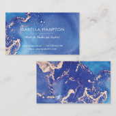 青と金ゴールドの水彩インク名刺 名刺 (正面/裏面)