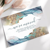 青と金ゴールドの水色のインクの移動発表 案内ポストカード