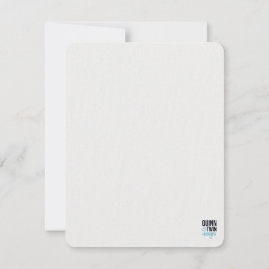 青と金ゴールドの水色のスワッシュウェディングRSVPカード 出欠カード (裏面)