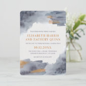 青と金ゴールドの水色のスワップ結婚式招待状 招待状 (スタンド正面)