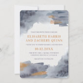 青と金ゴールドの水色のスワップ結婚式招待状 招待状 (正面)