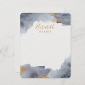 青と金ゴールドの水色のスワップ ノートカード (正面/裏面)