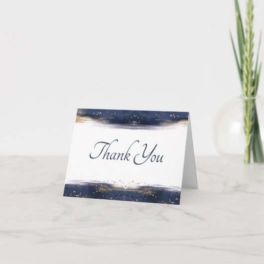 青と金ゴールドの水色サンキューカード サンキューカード (正面)
