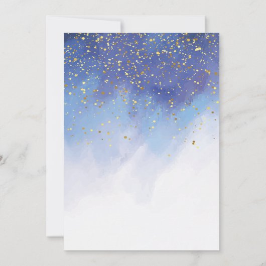 青と金ゴールドの水色男の子最初の聖餐式 招待状 (裏面)