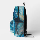 青と金ゴールドの海波 プリントバックパック (右)