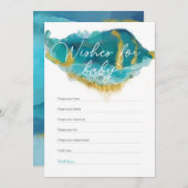 青と金ゴールドの海赤ちゃんシャワーがベビーを願う 招待状 (正面/裏面)