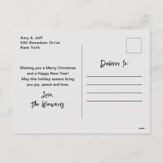 青と金ゴールドの王室のオーナメントメリークリスマス シーズンポストカード (裏面)