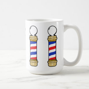 青と金ゴールドの理容師ポール コーヒーマグカップ