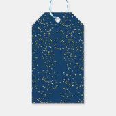 青と金ゴールドの第3誕生日写真 ギフトタグ (裏面)